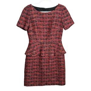 Trina Turk Size: 6 Tweed Peplum Waist Sheath Dress‎ ruffle duchess regal regency